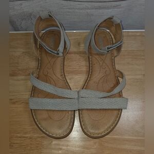 Born Light Gray Strappy Ankle-Wrap Sandals